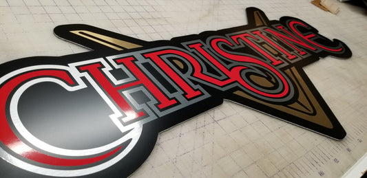 CHRISTINE V LOGO SIGN (LARGE) METAL